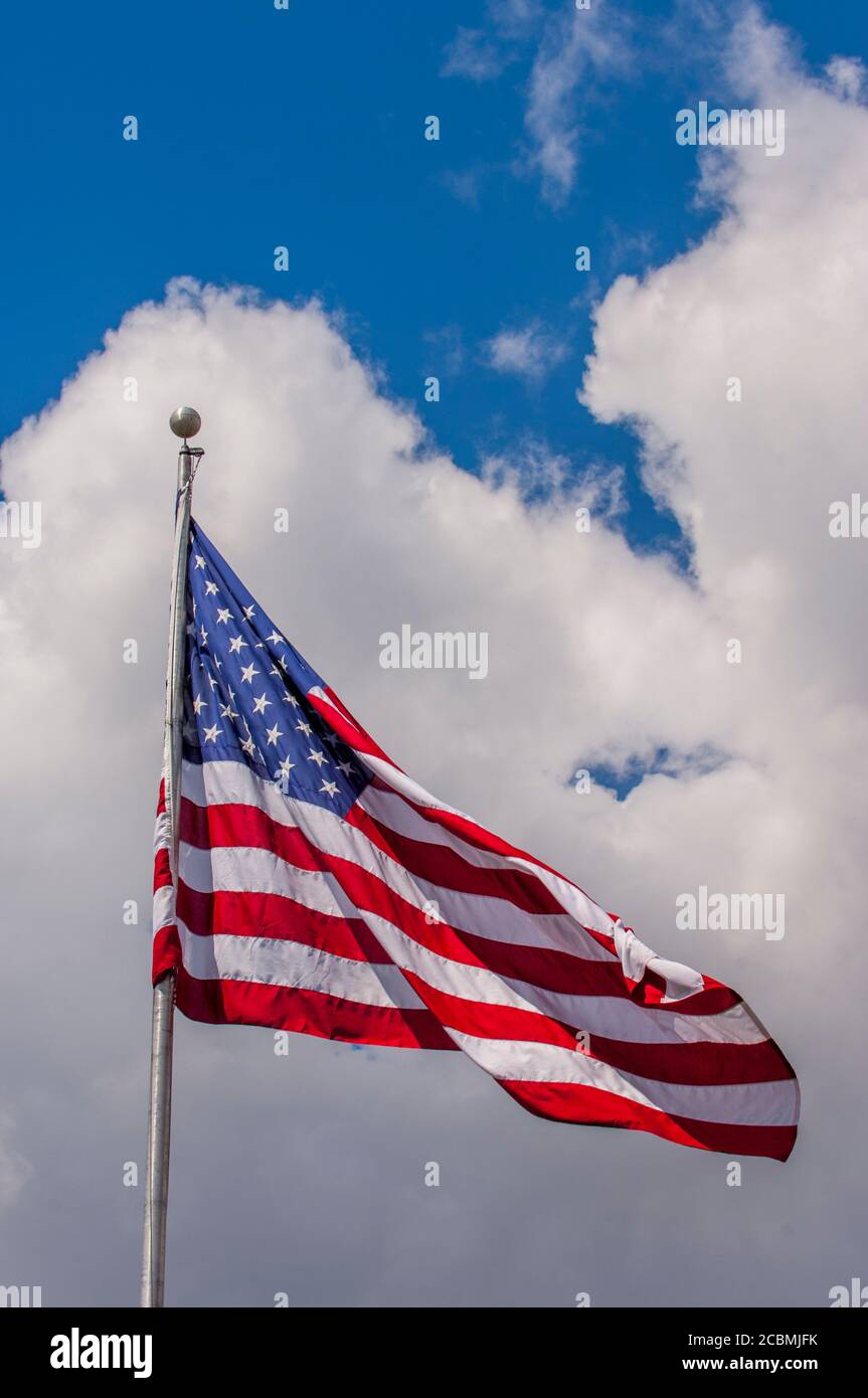 La bandiera nazionale americana a Coeur d'Alene, Idaho, USA. Foto Stock
