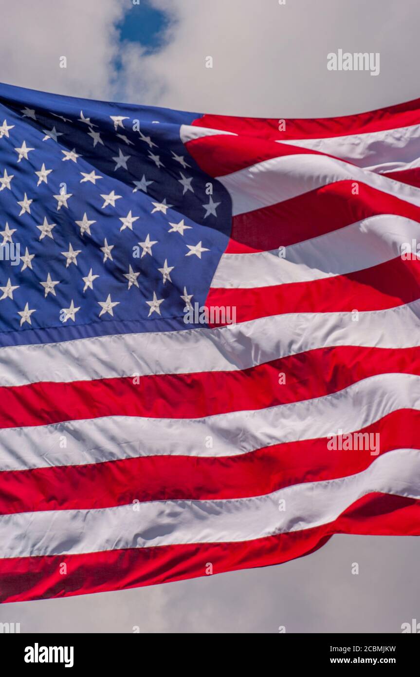 La bandiera nazionale americana a Coeur d'Alene, Idaho, USA. Foto Stock