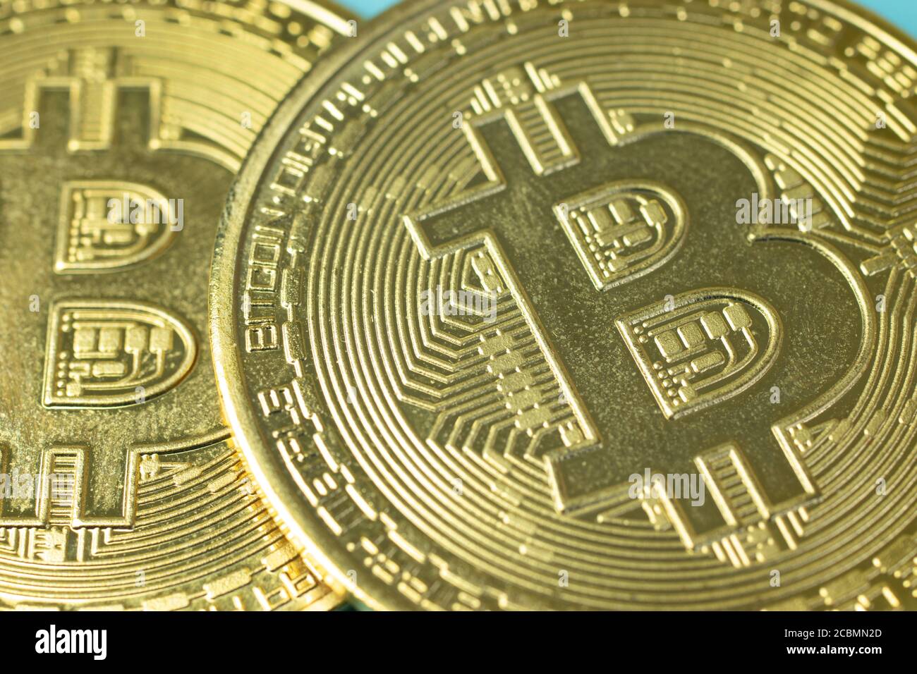 Bitcoin criptovaluta monete d'oro sfondo Foto Stock