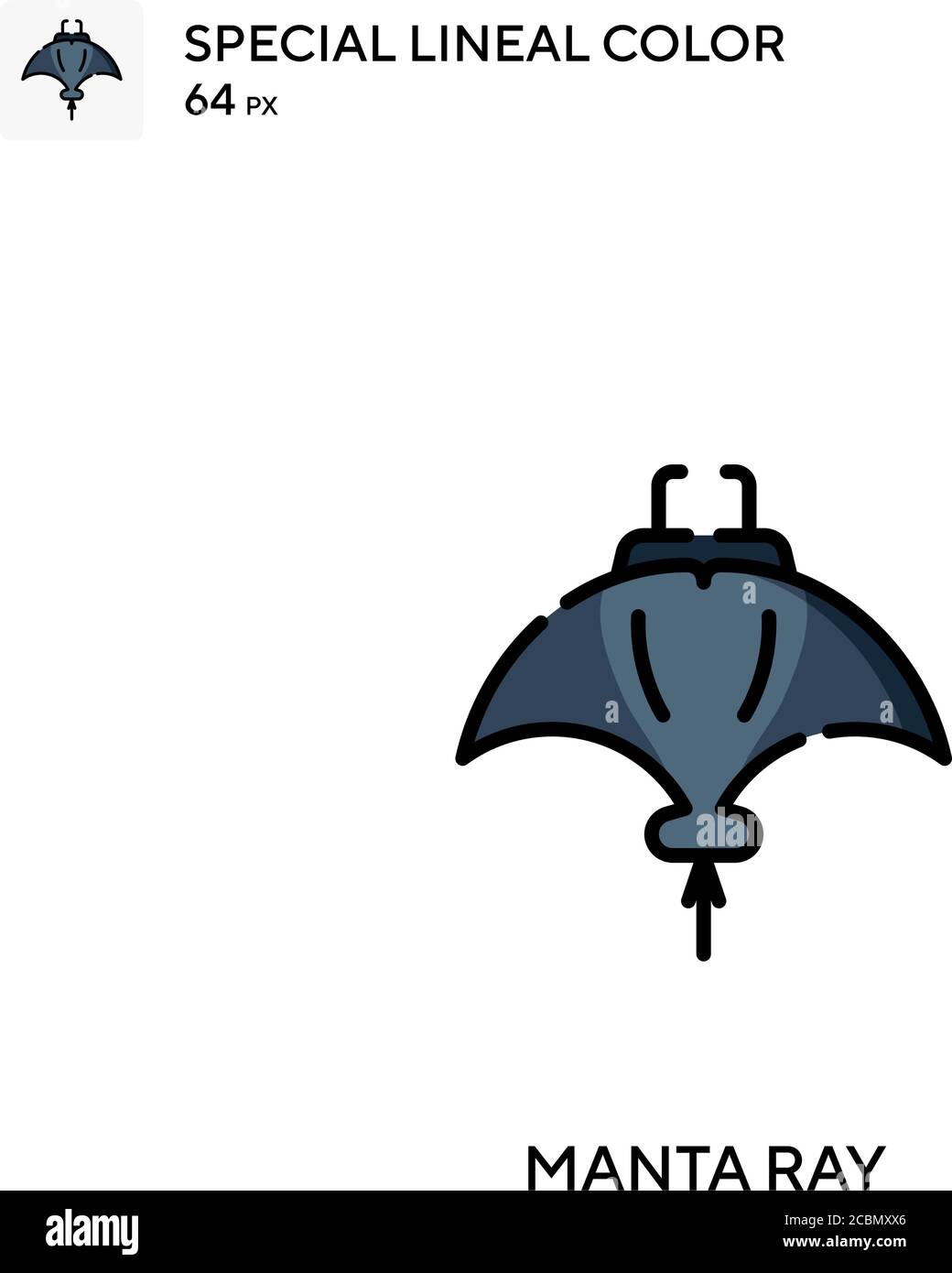 Manta ray icona vettore colore lineare speciale. Icone Manta ray per il tuo progetto aziendale Illustrazione Vettoriale