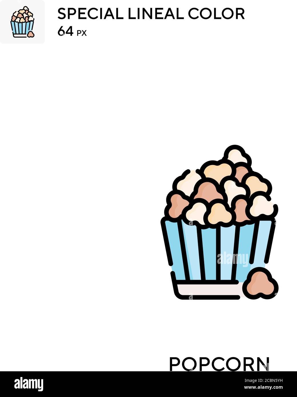 Popcorn icona vettore colore lineare speciale. Icone popcorn per il vostro progetto di affari Illustrazione Vettoriale