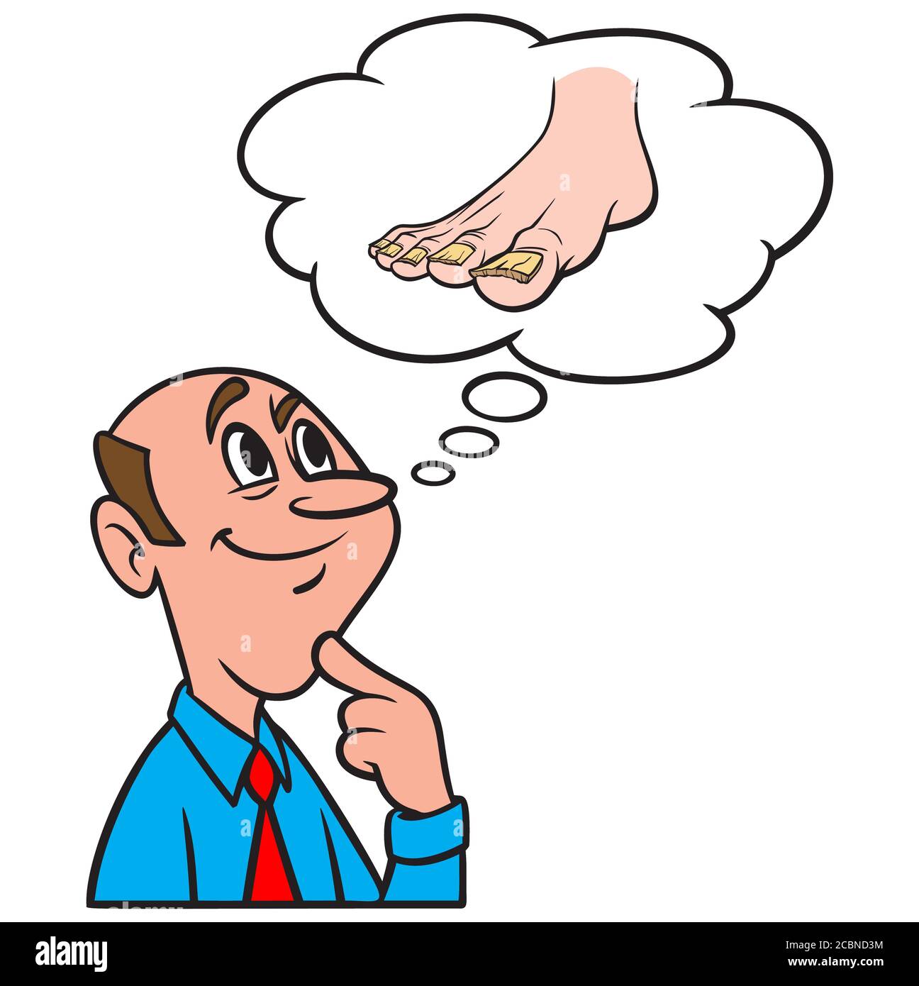 Pensando a Toenail Fungus- un'illustrazione di una persona che pensa a Toenail Fungus. Illustrazione Vettoriale