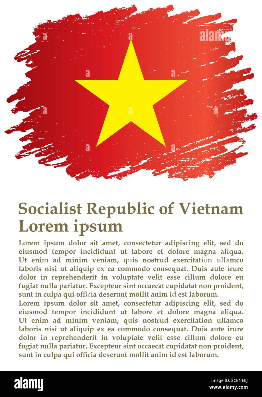 Bandiera del Vietnam, Repubblica socialista del Vietnam, modello per il disegno di premio, un documento ufficiale con la bandiera della Repubblica socialista del Vietnam. Illustrazione Vettoriale