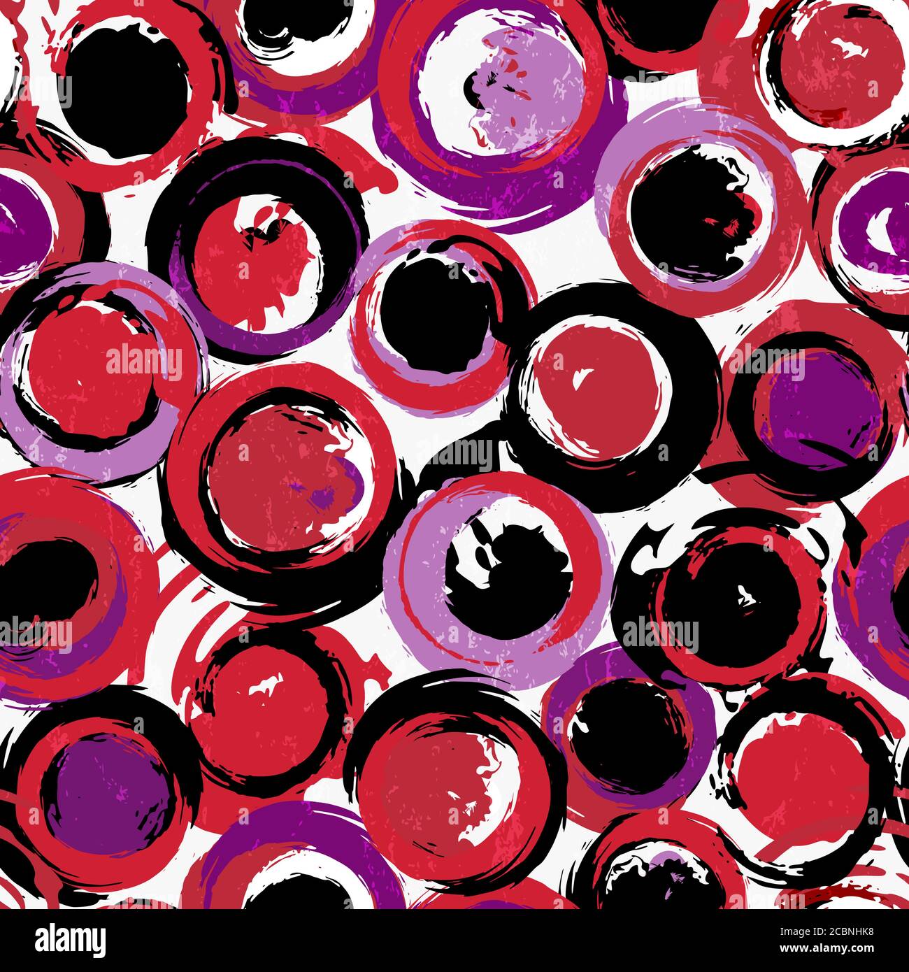 motivo di sfondo senza cuciture, con cerchi, tratti di vernice e schizzi Illustrazione Vettoriale