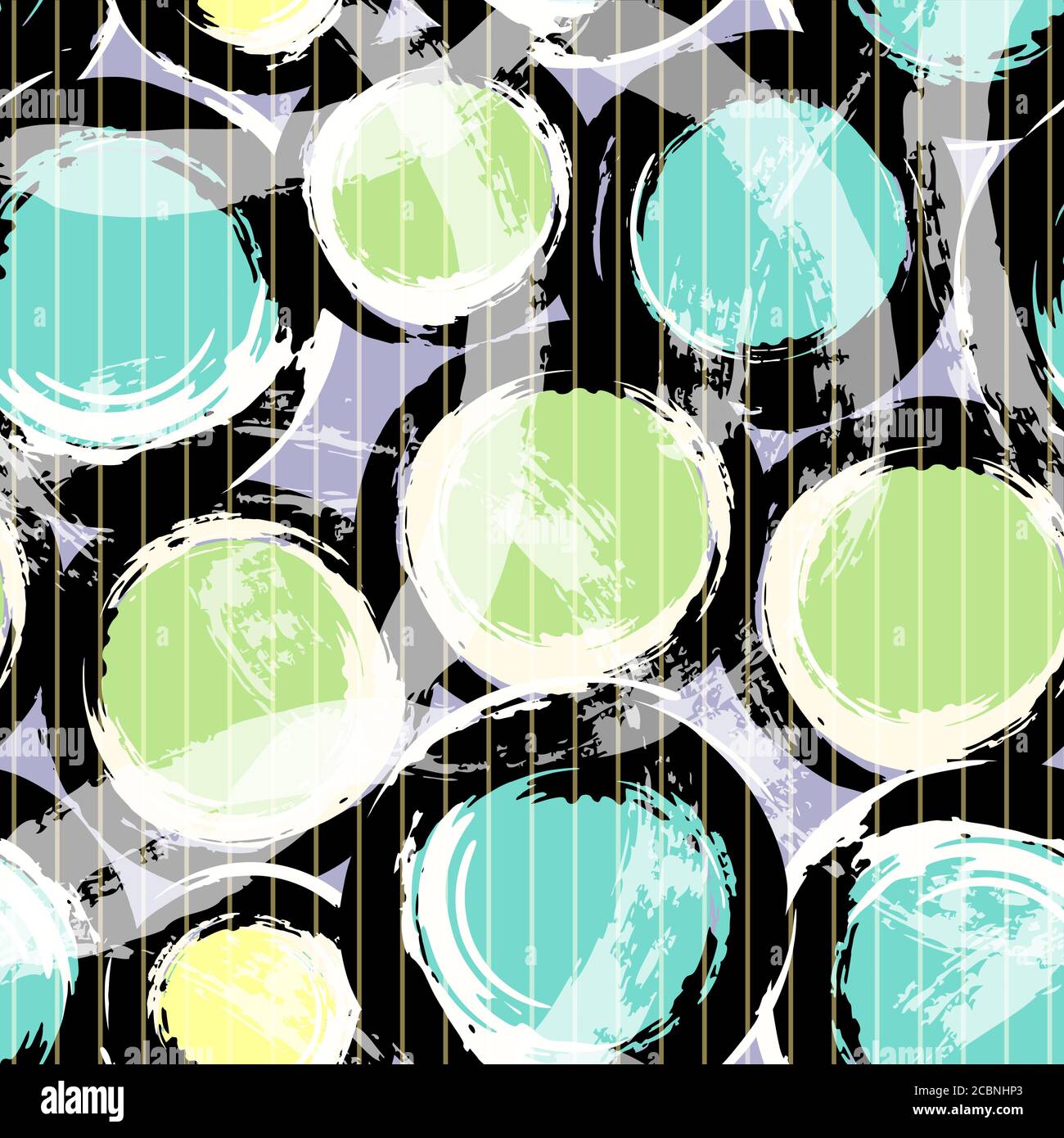 motivo di sfondo senza cuciture, con cerchi, tratti di vernice e schizzi Illustrazione Vettoriale