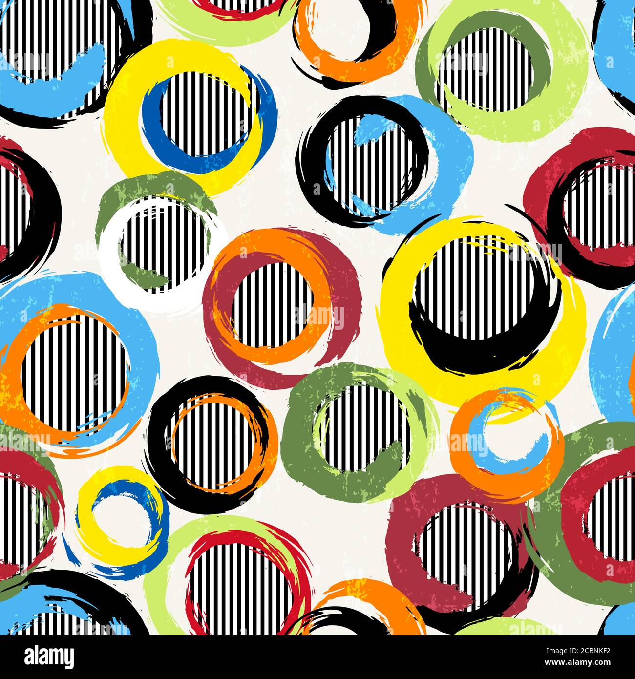 motivo di sfondo senza cuciture, con cerchi, tratti di vernice e schizzi Illustrazione Vettoriale