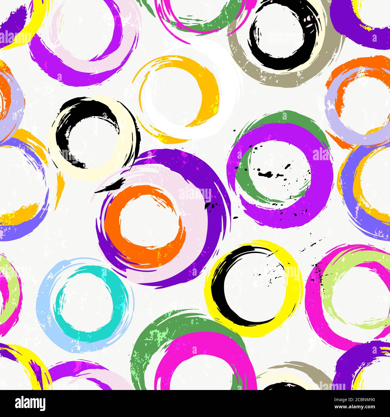 motivo di sfondo senza cuciture, con cerchi, tratti di vernice e schizzi Illustrazione Vettoriale