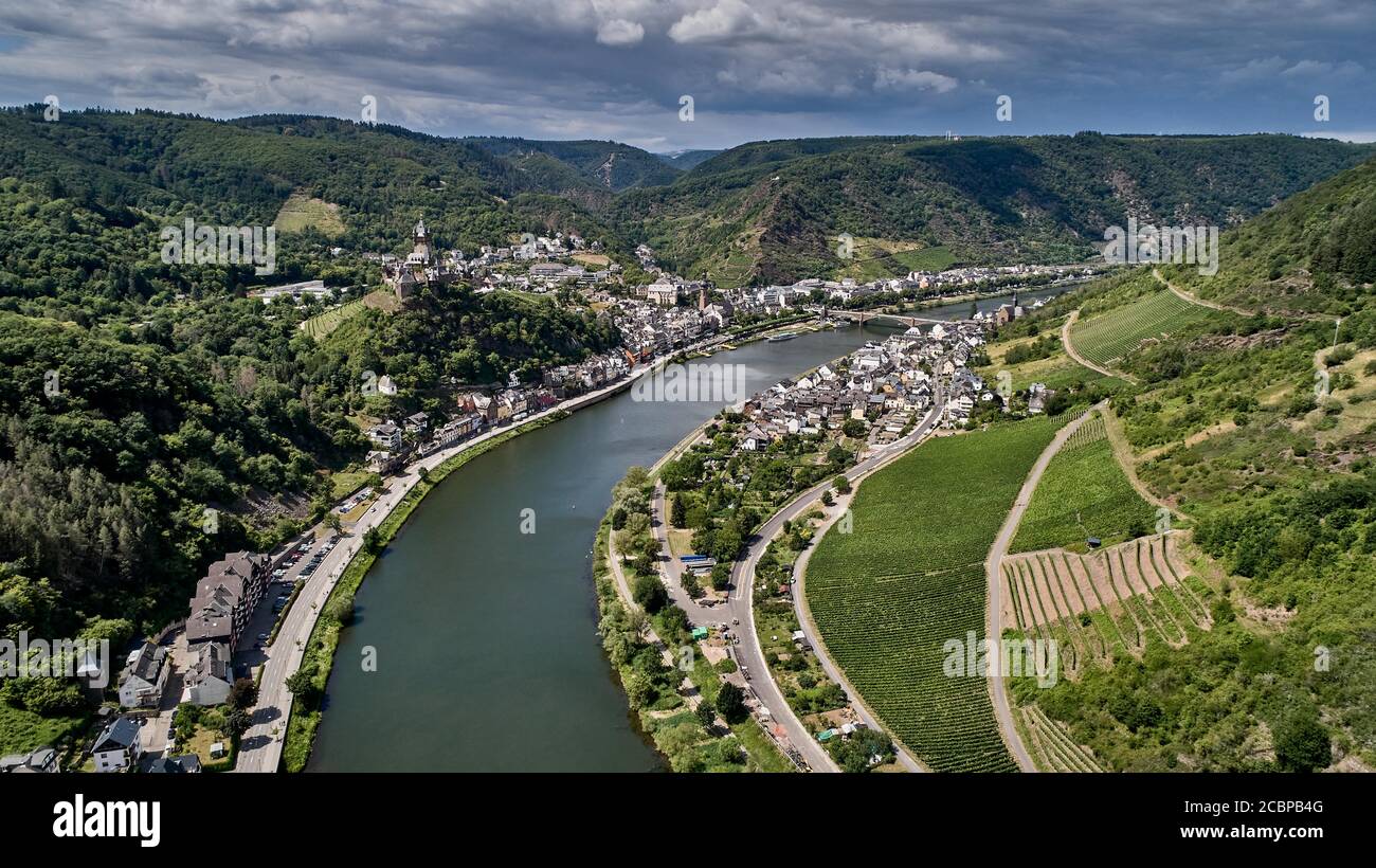 Castello di Cochem sopra la Mosella vicino Cochem, Renania-Palatinato, Germania Foto Stock