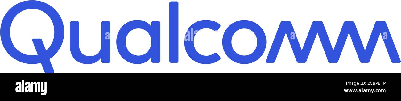 Logo Qualcomm, industria dei semiconduttori, sfondo bianco Foto Stock