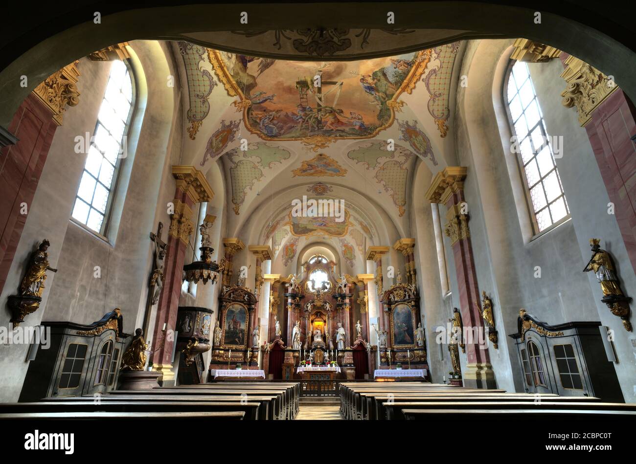 Sala altare della chiesa di pellegrinaggio della Visitazione della Vergine Maria, Aschaffenburg, bassa Franconia, Baviera, Germania Foto Stock
