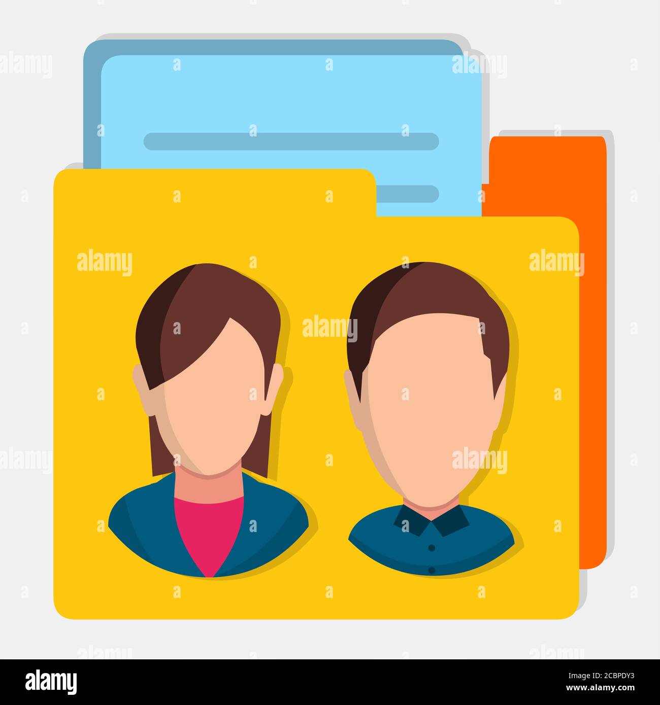 illustrazione del vettore dei simboli isolati del database delle cartelle dei dipendenti Illustrazione Vettoriale