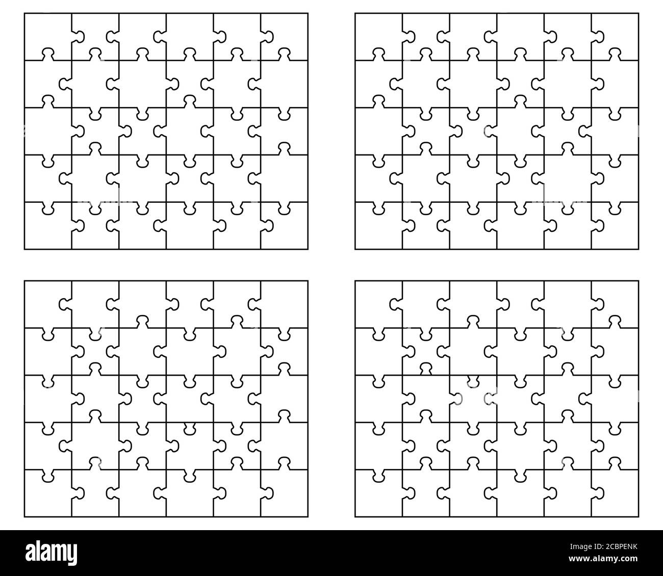 Separare i pezzi di puzzle colorati, la perfetta illustrazione Foto Stock