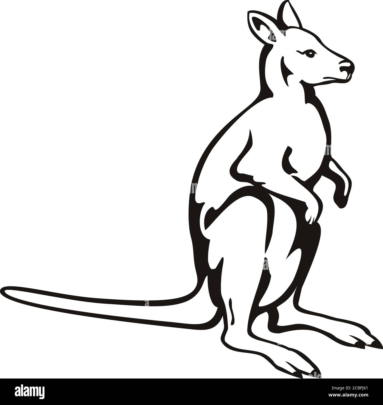 Illustrazione in stile retrò di un canguro o wallaby, un piccolo o medio-formato macropod nativo di Australia e Nuova Guinea, visto da un lato su è Illustrazione Vettoriale