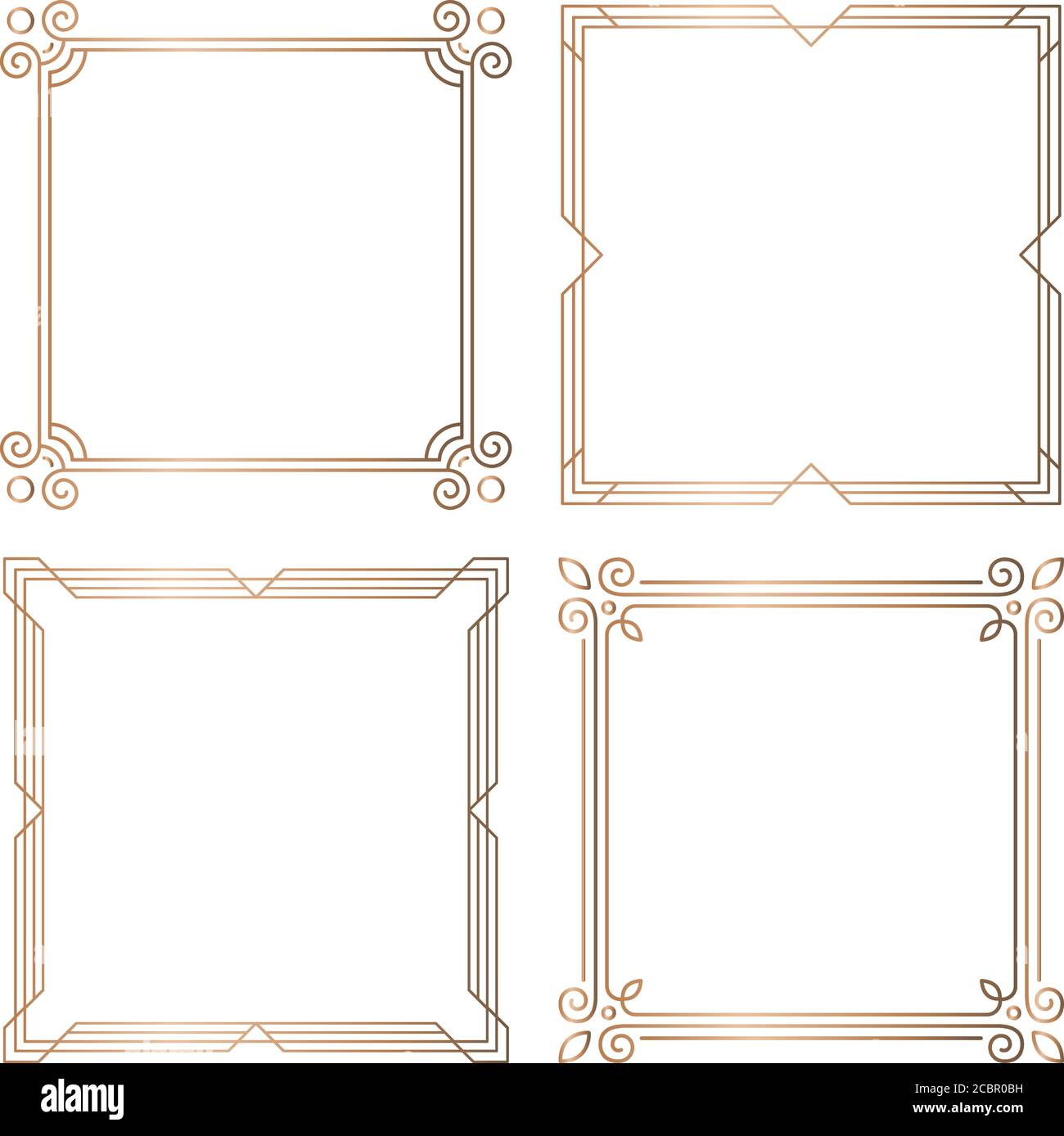 Set di 4 cornici geometriche quadrate in stile Art Deco. Illustrazione  vettoriale, elementi di disegno. Quattro cornici dorate isolate su sfondo  bianco Immagine e Vettoriale - Alamy