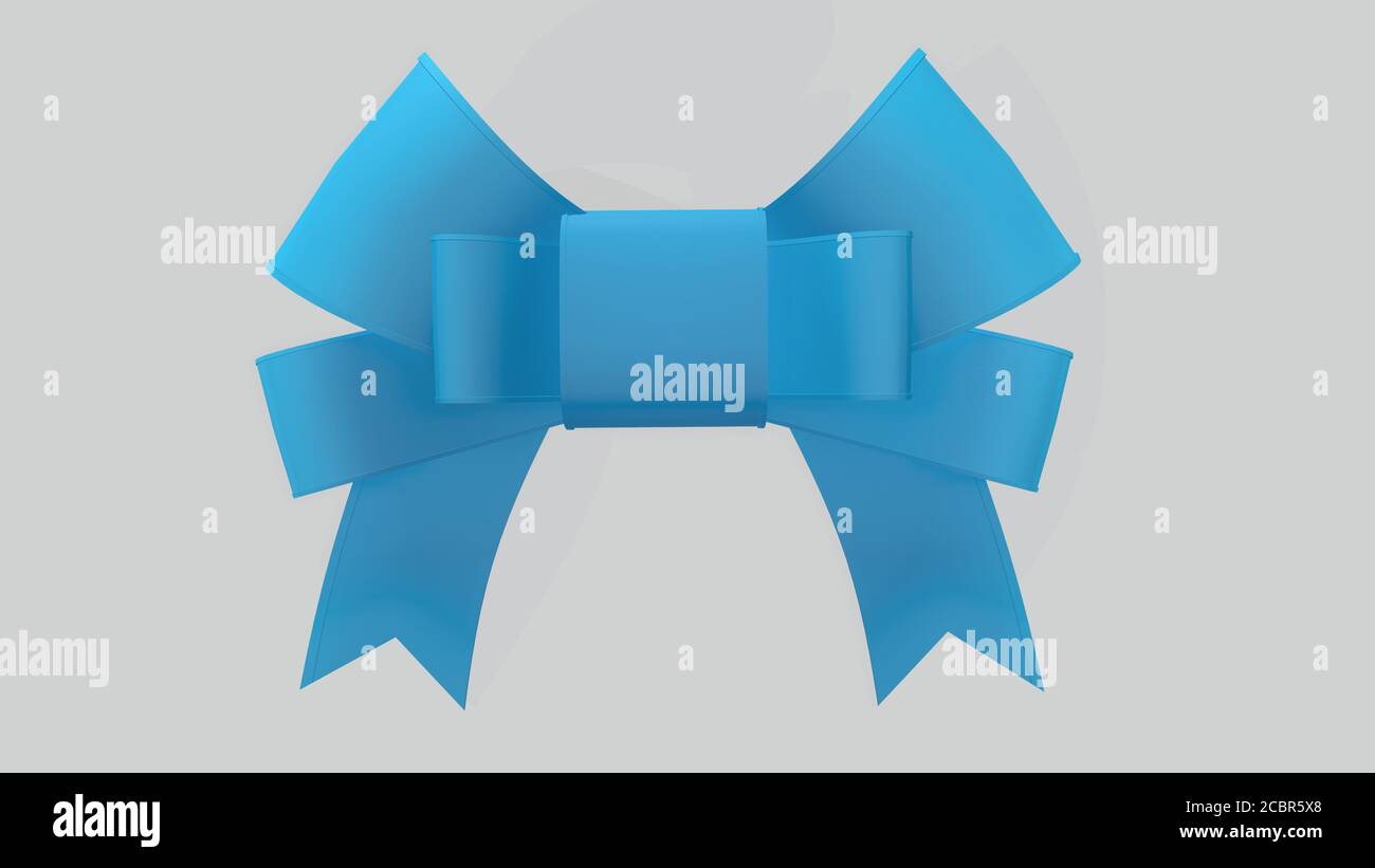 rendering 3d nastro blu satinato su sfondo bianco Foto Stock