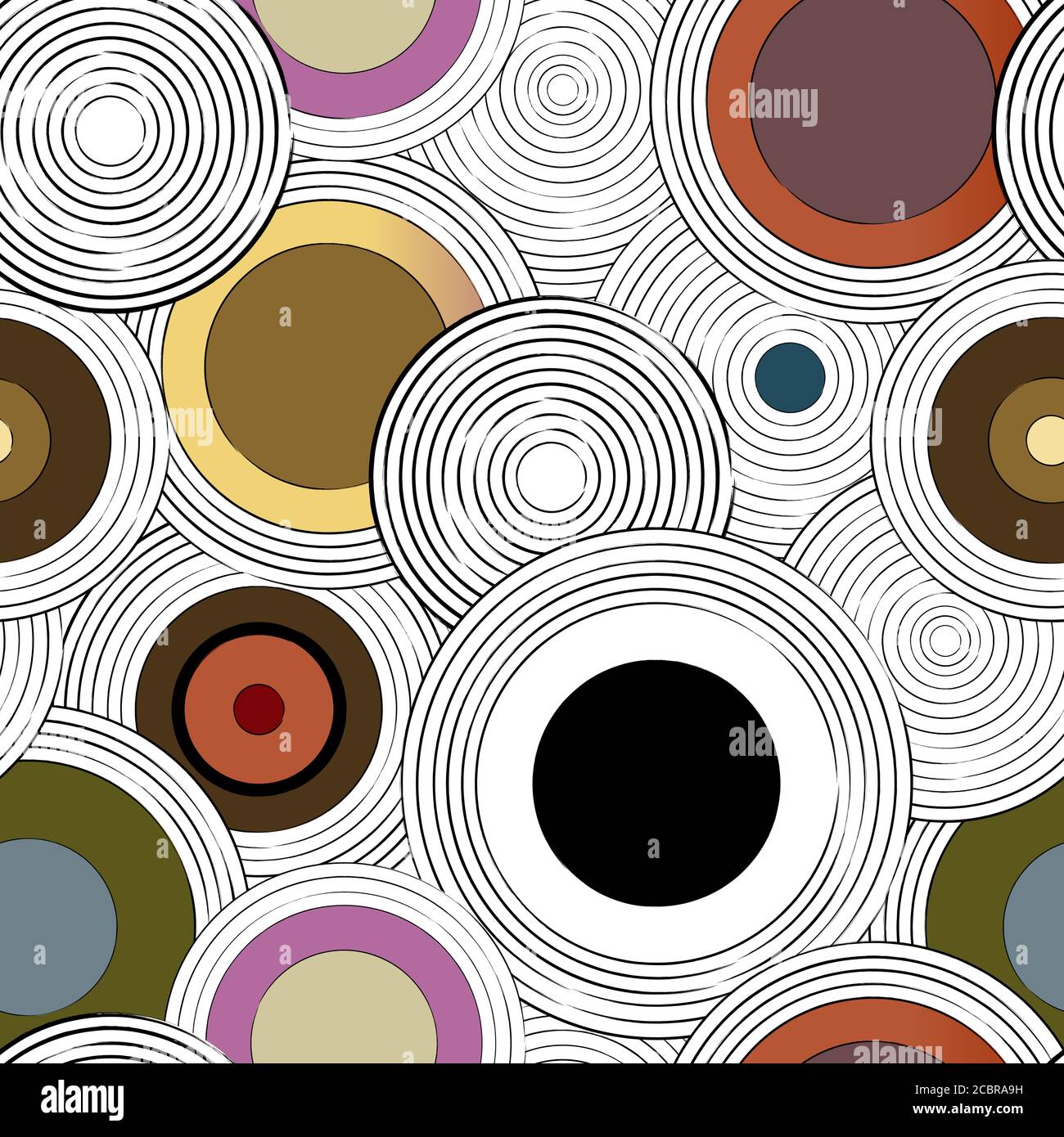 motivo di sfondo senza cuciture, con cerchi, tratti e schizzi Illustrazione Vettoriale