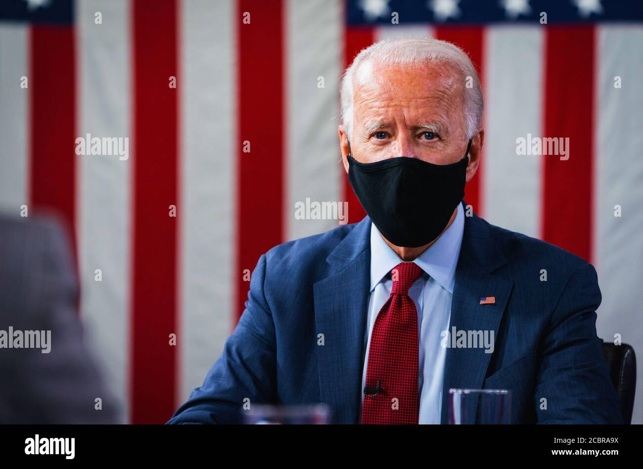 WILMINGTON, DELAWARE, USA - 13 agosto 2020 - il candidato presidenziale americano Joe Biden con Kamala Harris parla allo stato di COVID-19 briefing a Wilming Foto Stock