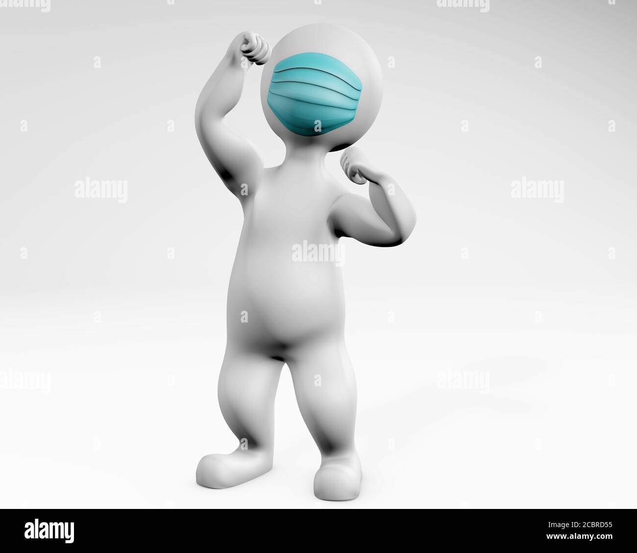 Uomo con combattimento maschera posa 3d rendering isolato su bianco Foto Stock