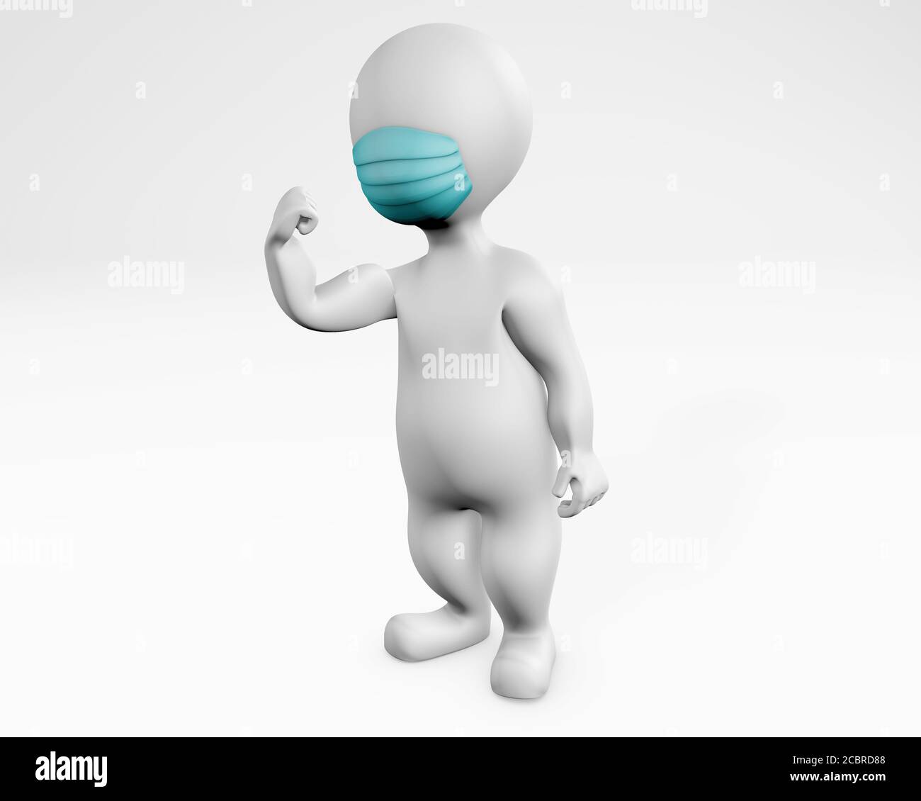 Uomo con maschera arrabbiato pugno sul rendering 3d isolato su bianco Foto Stock