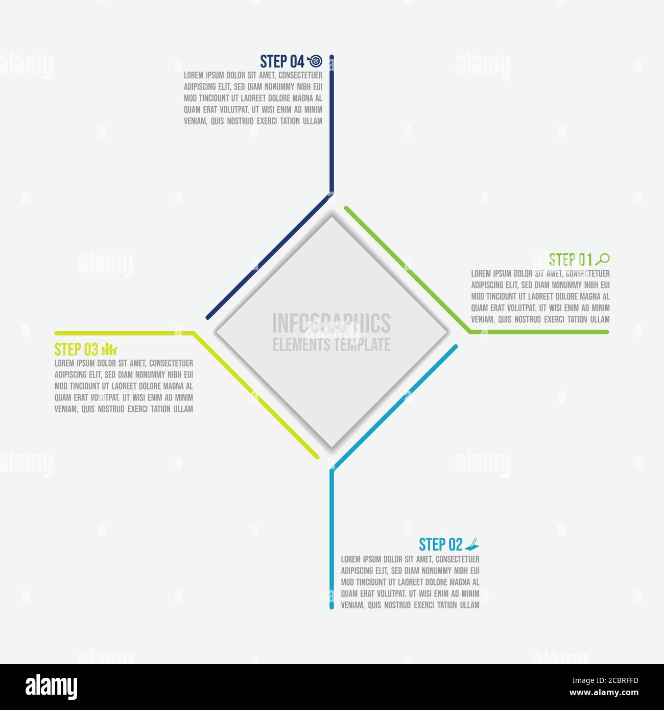 Modello di progettazione infografica concetto creativo con 4 passaggi. modello infografico a 4 fasi della timeline con immagine vettoriale Illustrazione Vettoriale