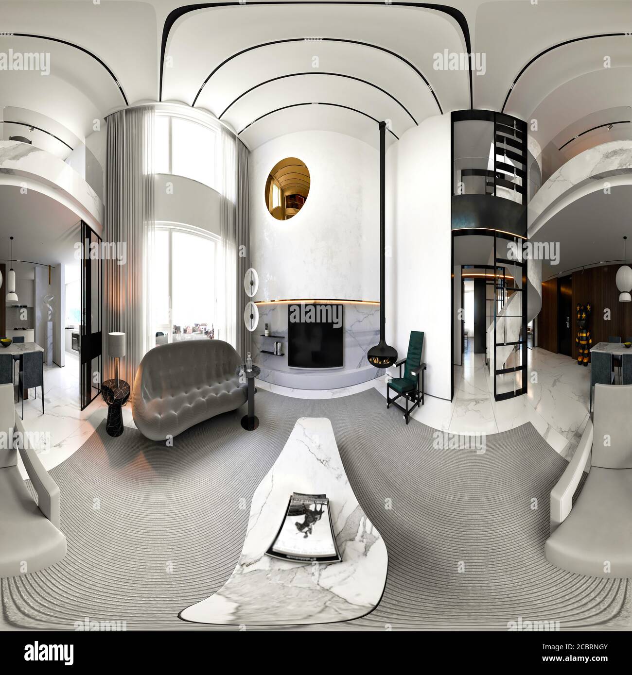 rendering 3d del moderno salotto di casa Foto Stock