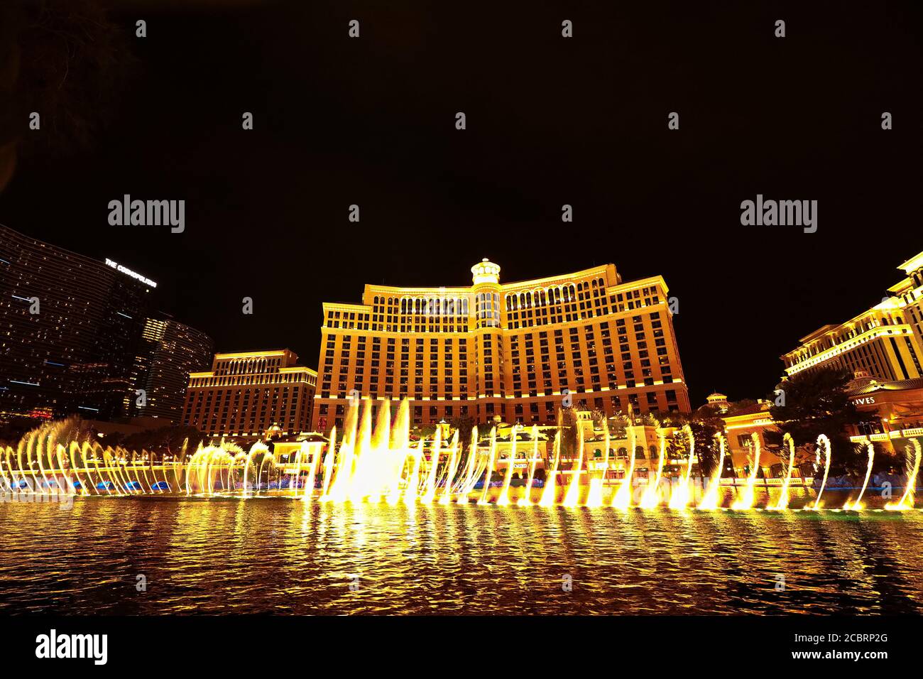 Fontane di Bellagio a Las Vegas. Le fontane di Bellagio, che hanno caratterizzato in diversi film, è una grande fontana danzante ad acqua sincronizzato Foto Stock