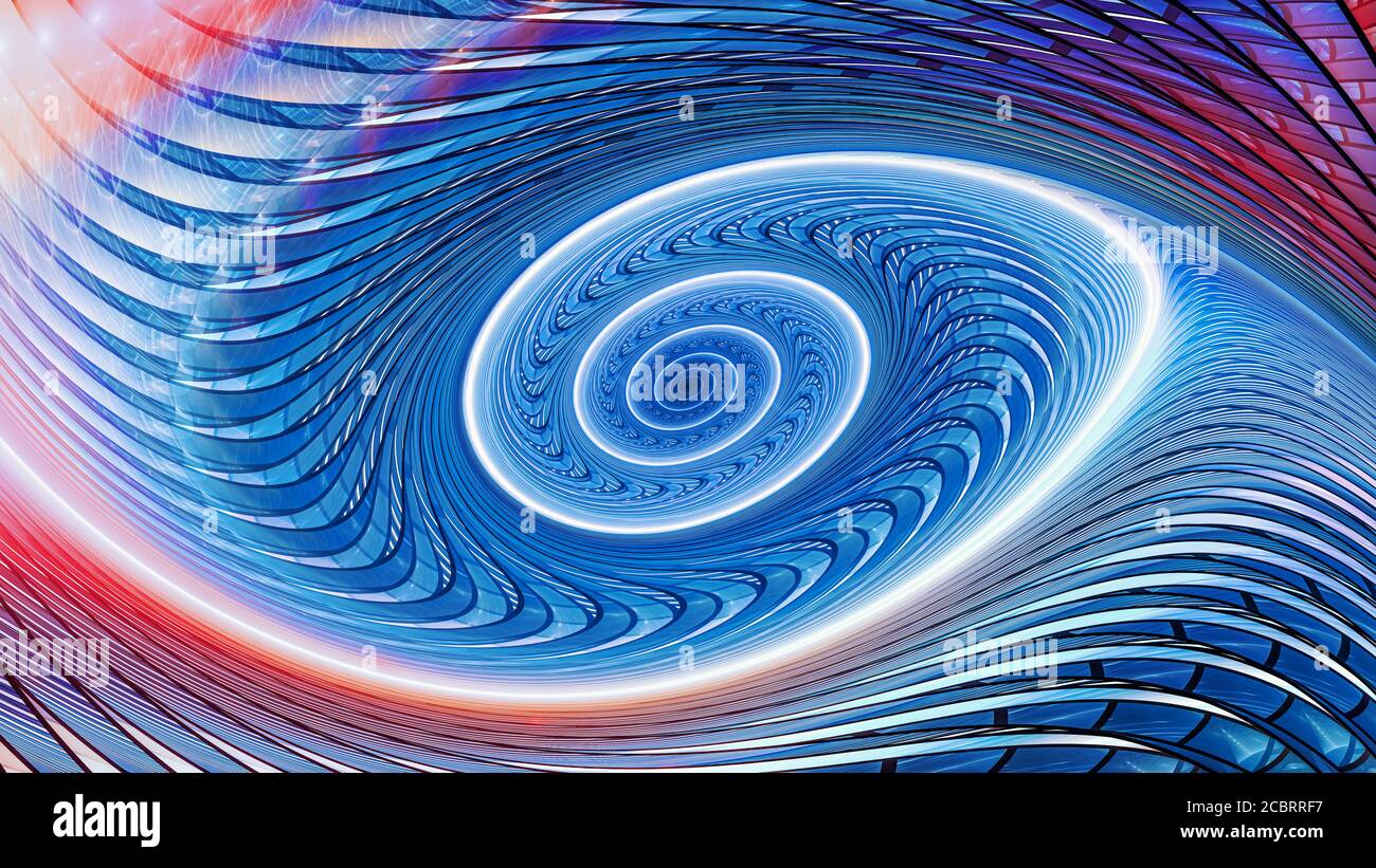 Spirale multidimensionale brillante, sfondo astratto generato dal computer, rendering 3D Foto Stock