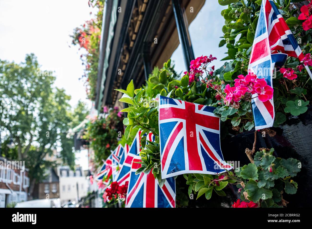 Bandiere sindacali britanniche che decorano le strade di Londra Foto Stock