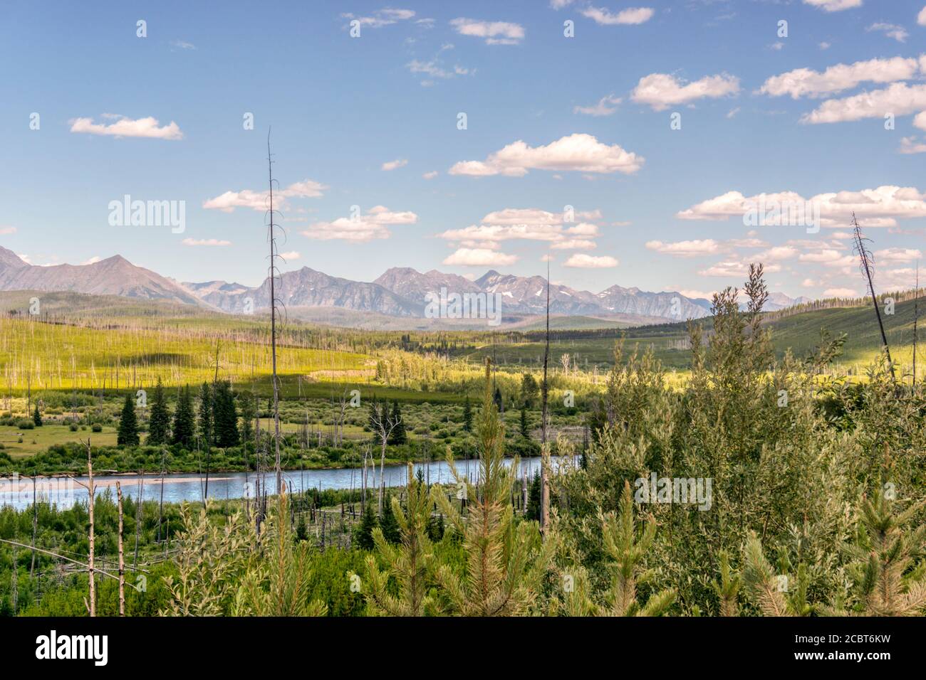 North Fork Flathead River e Glacier National Park, Montana USA. Foto Stock