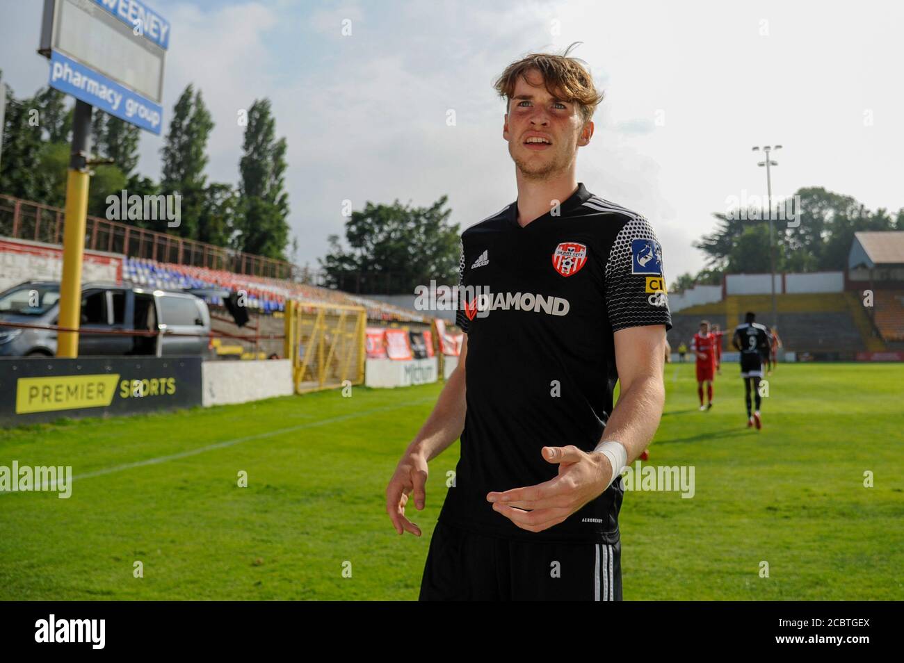 Dublino, Irlanda. 15 agosto 2020. Steven Mallon di Shelbourne durante la partita SSE Airtricity Premier Division tra Shelbourne FC e Derry City FC al Tolka Park di Dublino, Irlanda il 15 agosto 2020 (Foto di Andrew SURMA/SIPA USA) Credit: Sipa USA/Alamy Live News Foto Stock