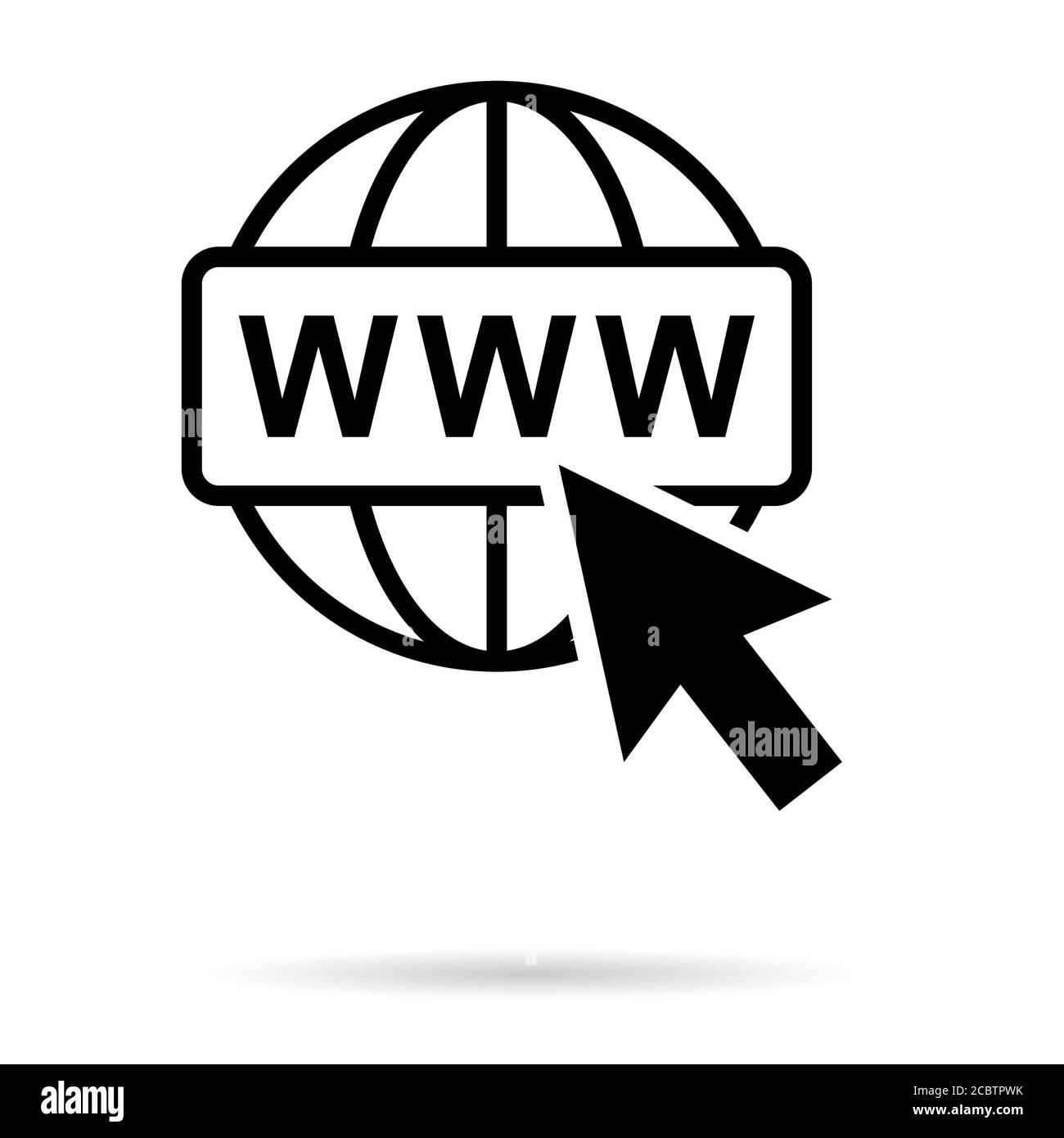 SIMBOLO DEL sito WEB WWW World Wide, icona della mappa Internet, indirizzo  del sito web globo, segno di contorno piatto Immagine e Vettoriale - Alamy