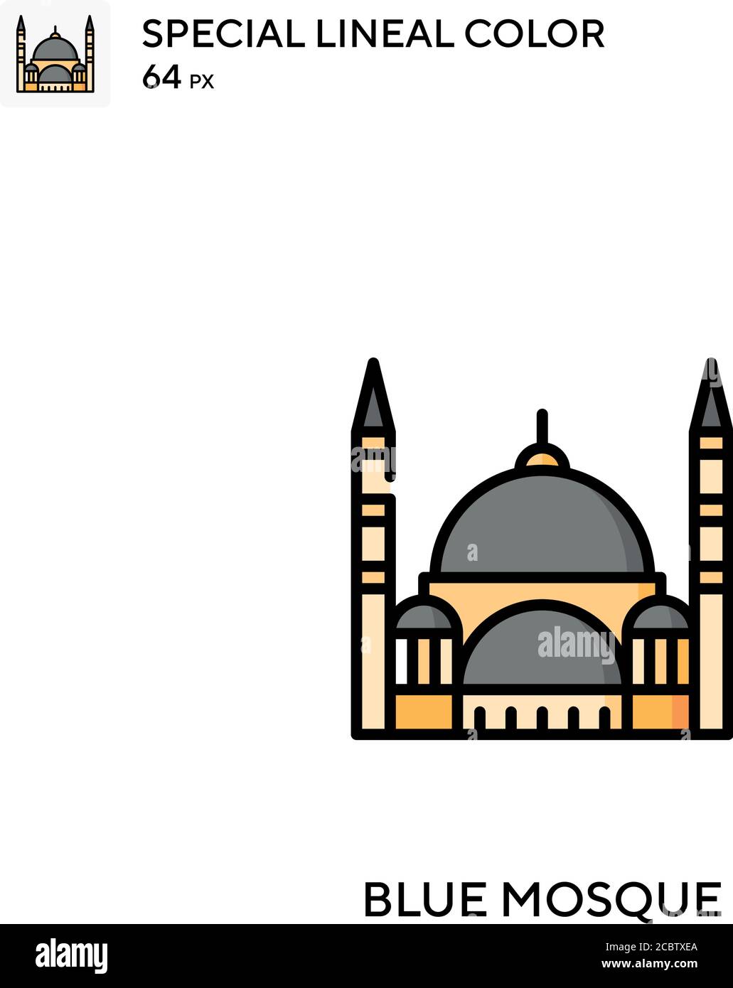 Moschea Blu icona vettore colore lineare speciale. Icone della moschea blu per il tuo progetto commerciale Illustrazione Vettoriale