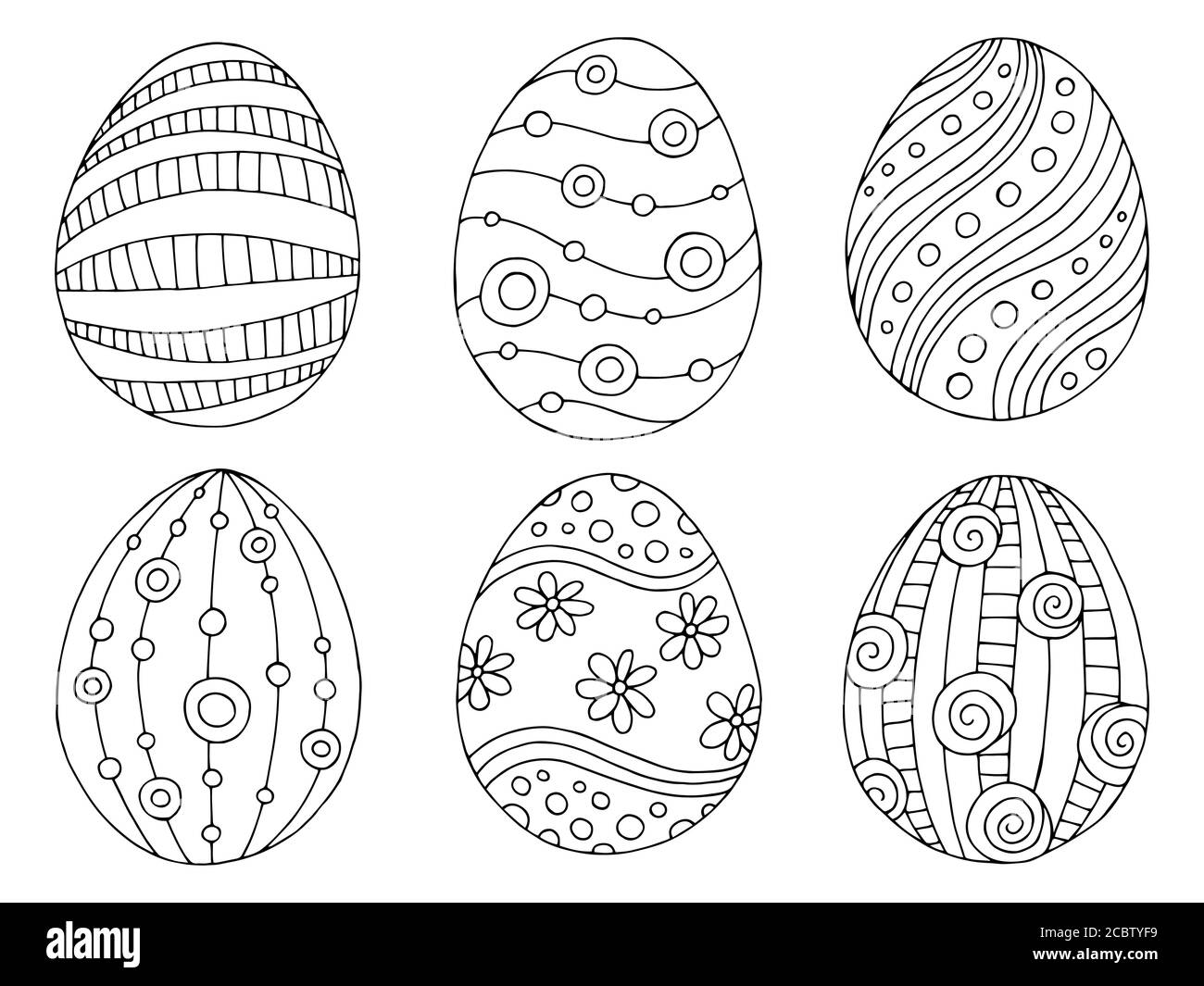 Pattern Easter egg graphic black white doodle sketch illustration vettoriale Illustrazione Vettoriale