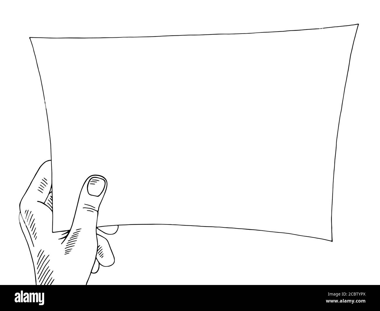 Mano che tiene una grafica di carta bianco nero doodle illustrazione di schizzo vettore Illustrazione Vettoriale