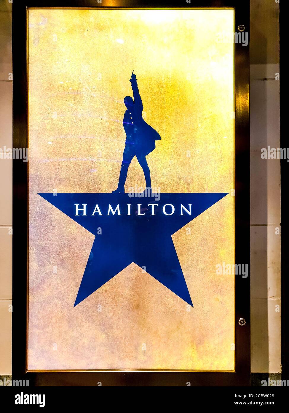 Poster di Hamilton fuori dal Victoria Palace Theatre Foto Stock