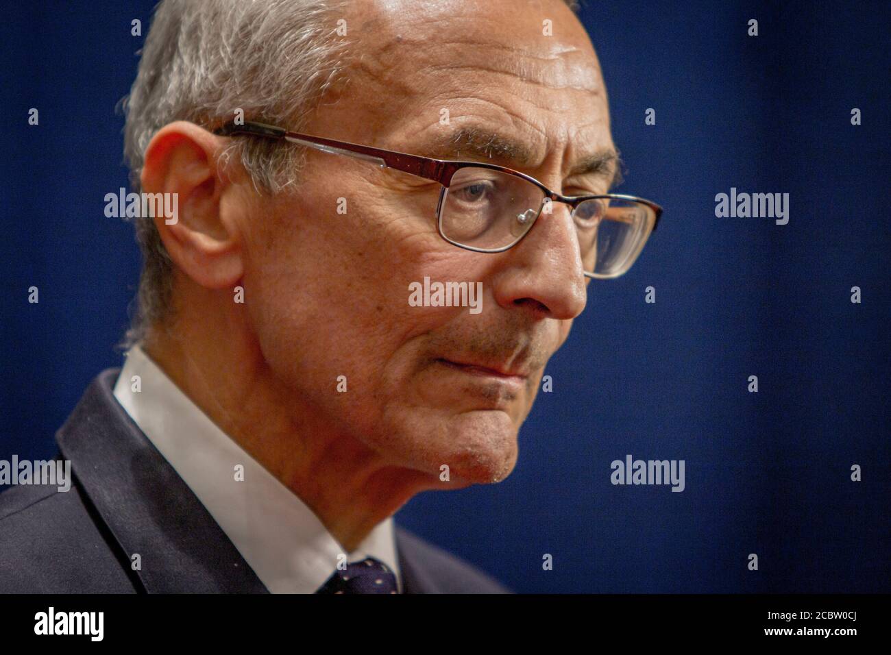 Immagini dalla camera di spin dopo il dibattito presidenziale di San Louis tra Trump e Hillary Clinton. Foto Stock