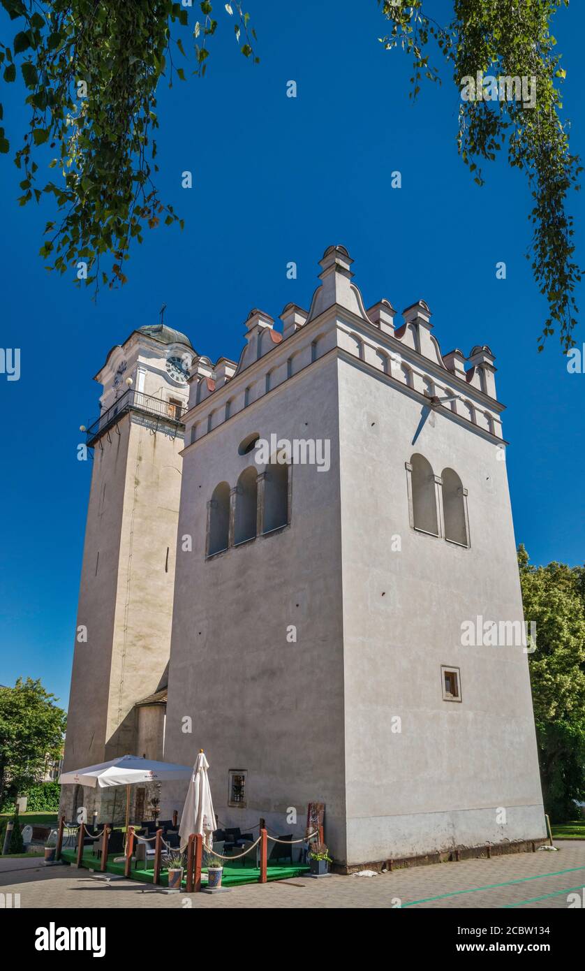 Campanile, 1658, stile rinascimentale, presso la Chiesa di San Giles, Namestie Svateho Egidia (St Piazza Giles), a Poprad, Regione Presov, Slovacchia Foto Stock