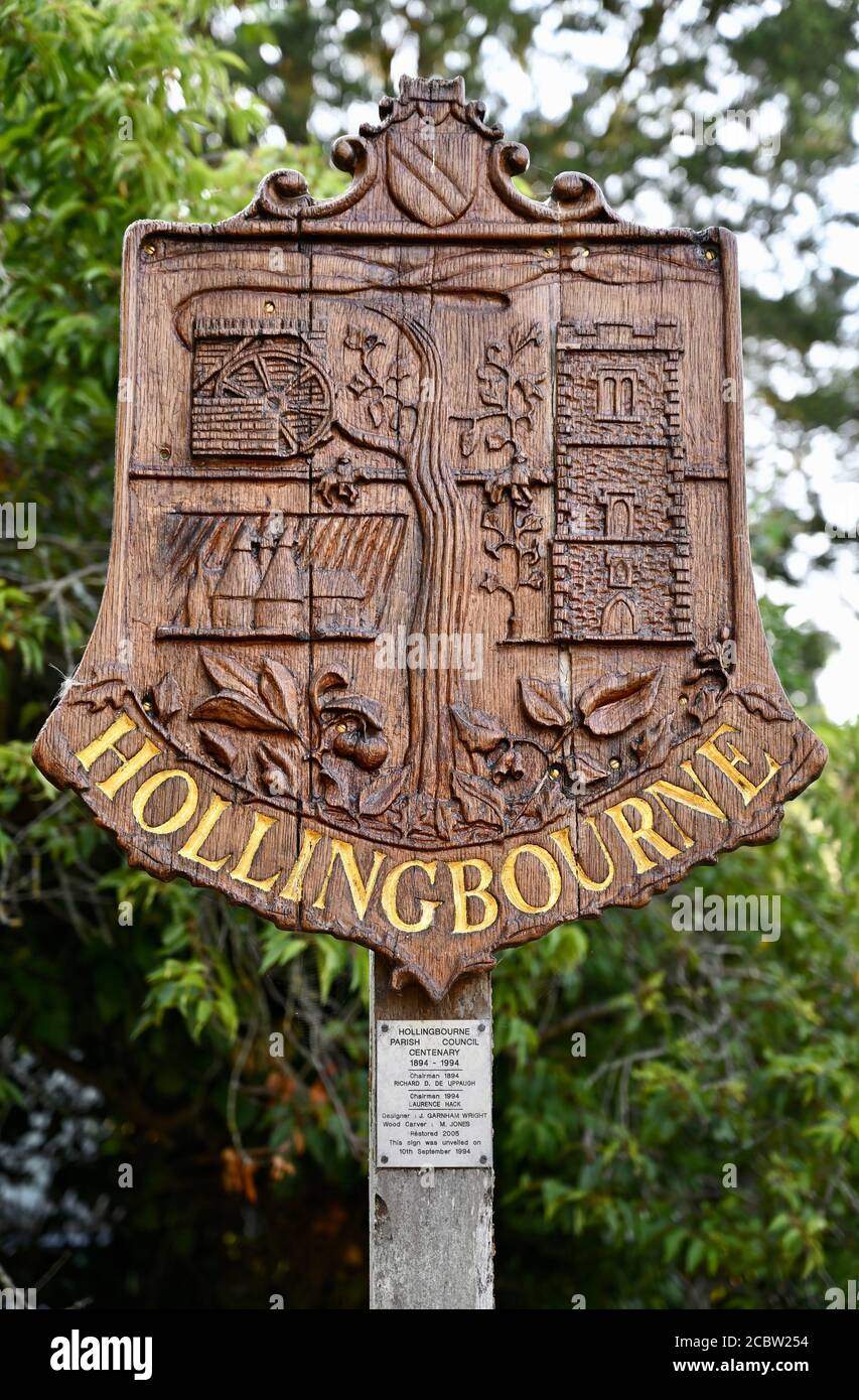 Hollingbourne Sign, Eyhorne Green, Hollingbourne, Nr Maidstone, Kent. REGNO UNITO Foto Stock