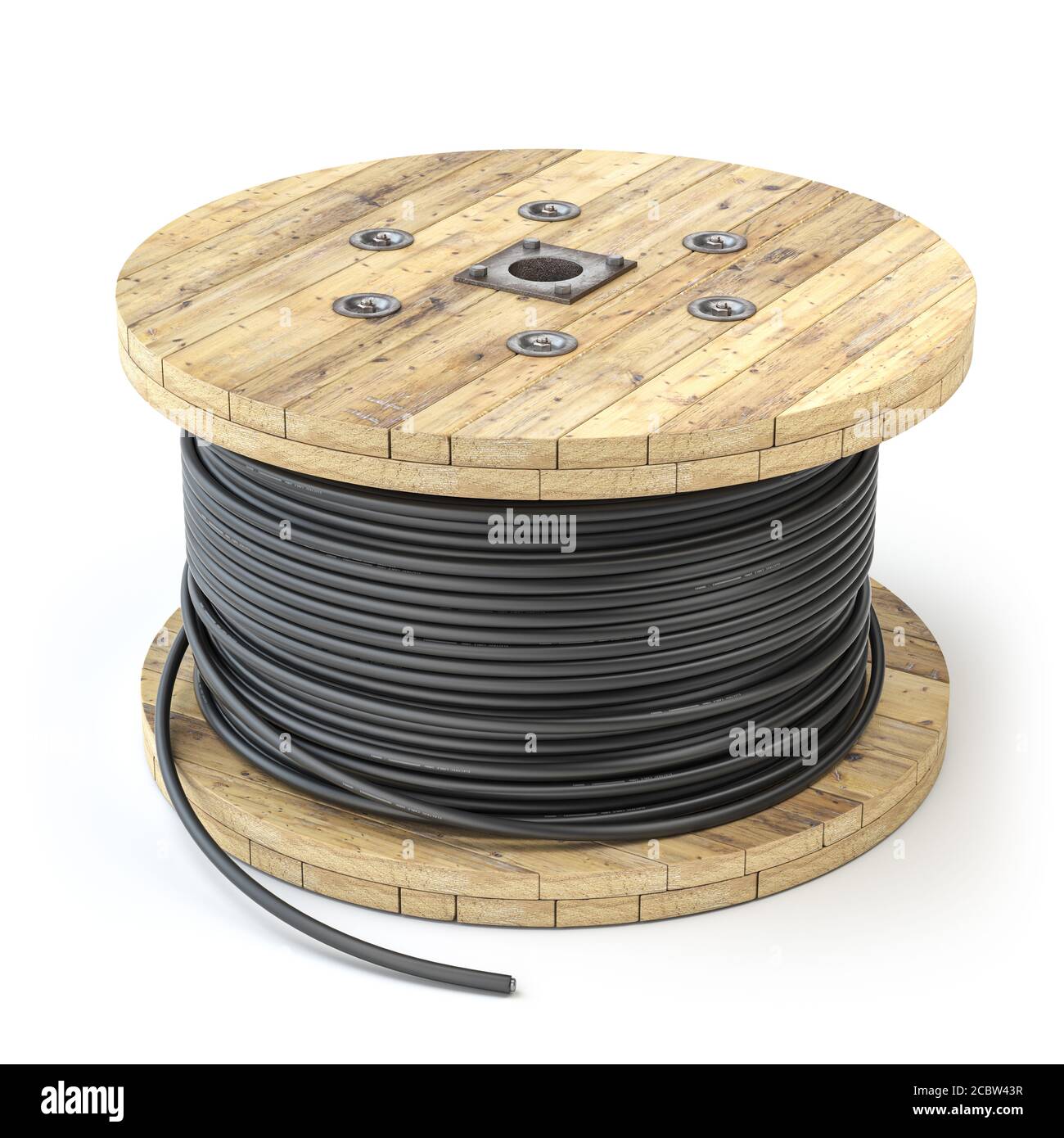 Cavo elettrico su bobina di legno o bobina isolato su sfondo bianco.  illustrazione 3d Foto stock - Alamy