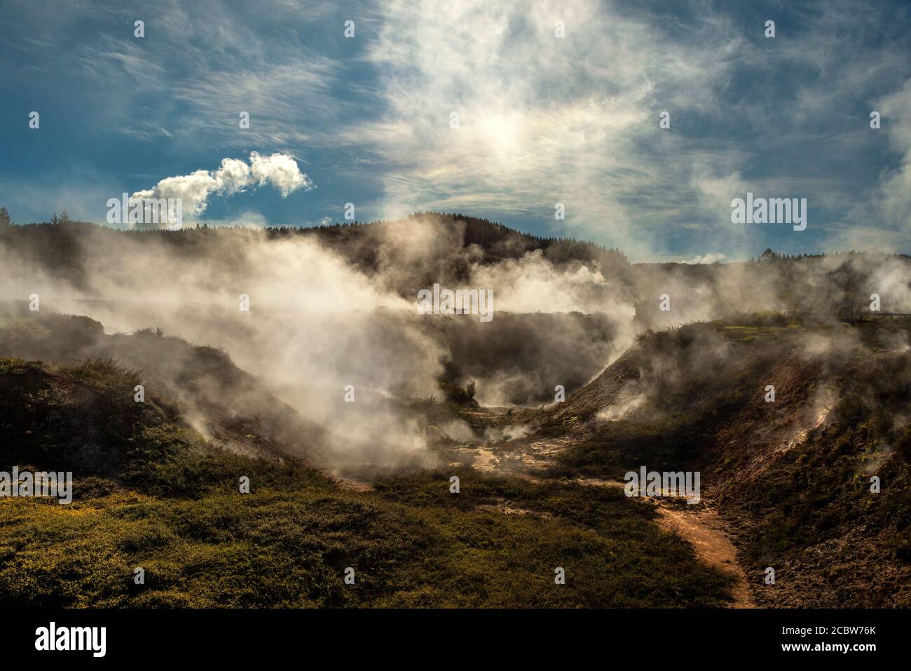 Le fessure geotermiche del parco nazionale Craters of the Moon, vicino al lago Taupo, nell'isola settentrionale della Nuova Zelanda. Foto Stock