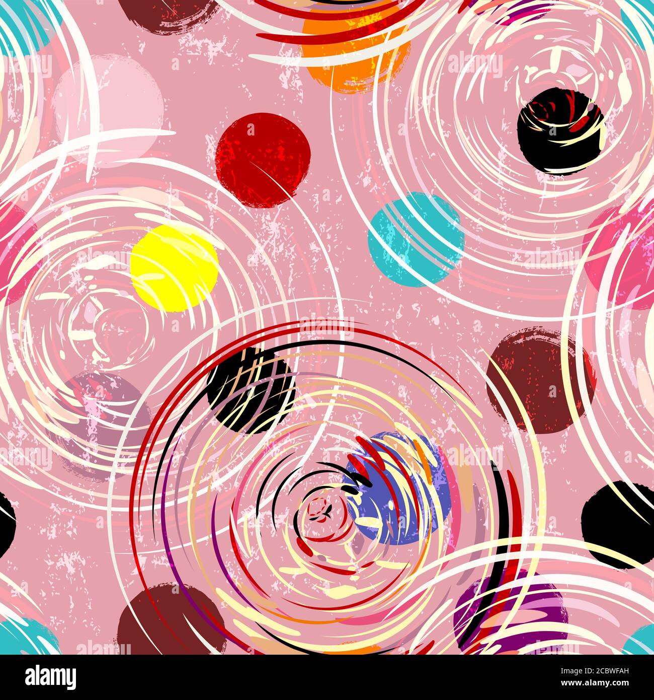 motivo di sfondo senza cuciture, con cerchi/ovali, tratti di vernice e schizzi, grugnoso Illustrazione Vettoriale