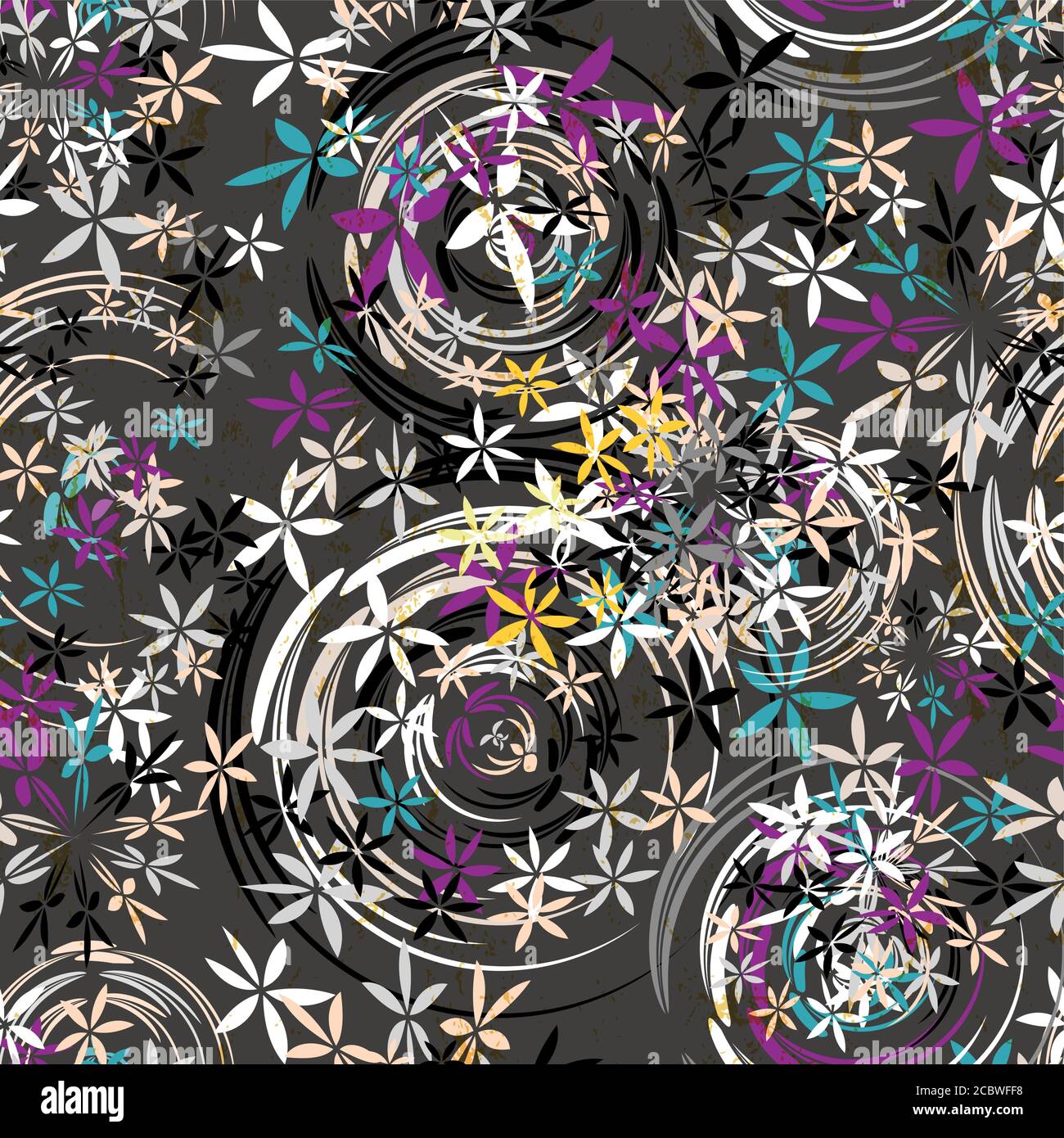 motivo di sfondo senza cuciture, con cerchi/ovali, tratti di vernice e schizzi, grugnoso Illustrazione Vettoriale