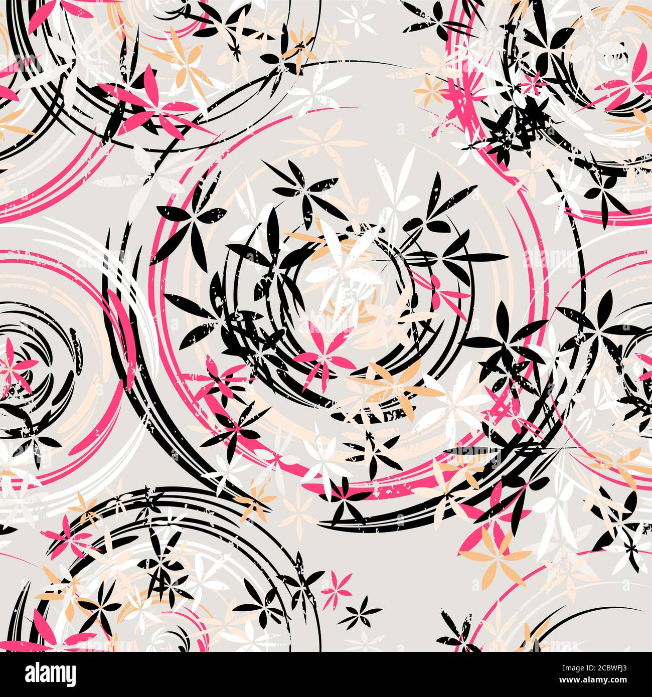 motivo di sfondo senza cuciture, con cerchi/ovali, tratti di vernice e schizzi, grugnoso Illustrazione Vettoriale