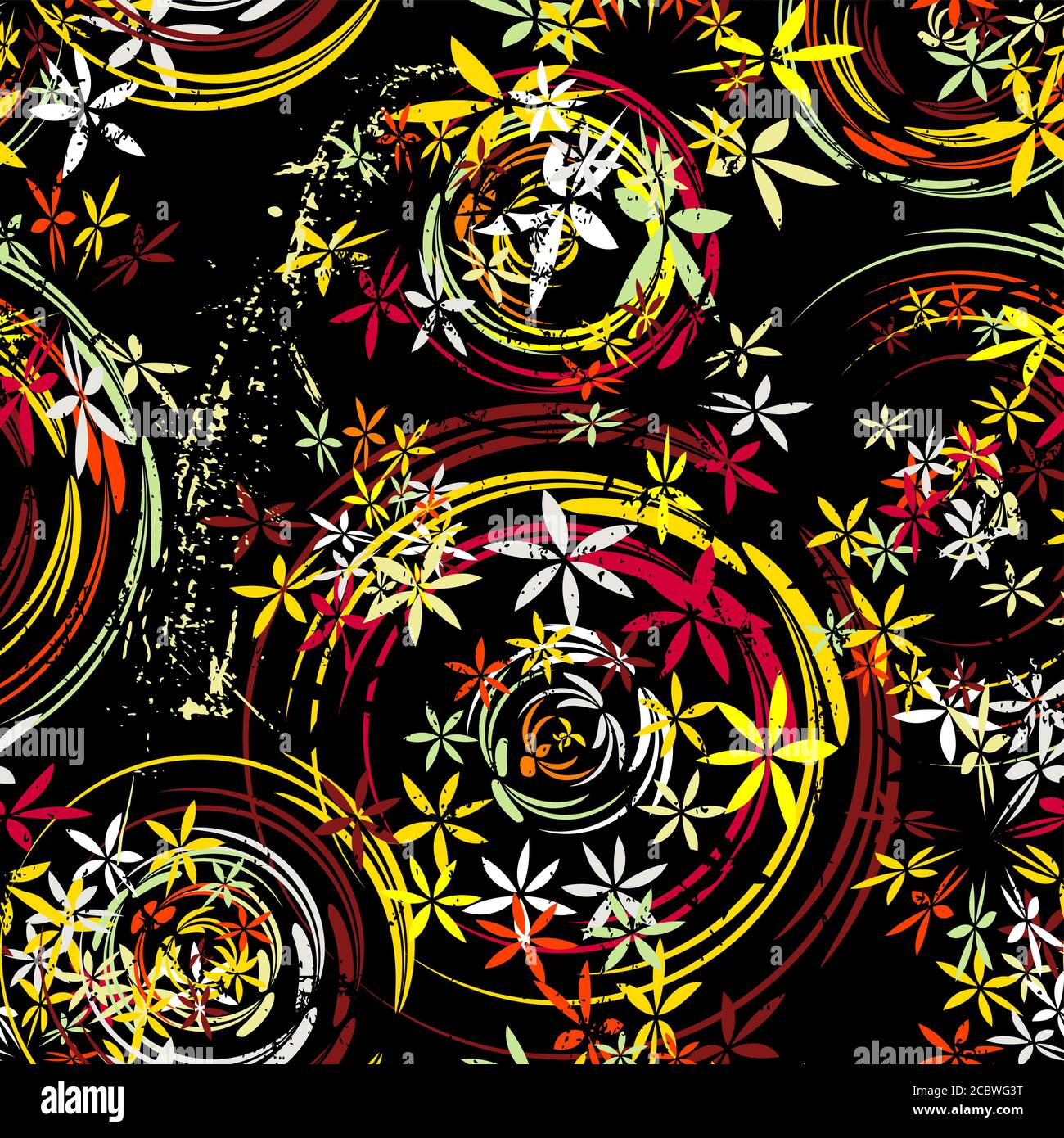 motivo di sfondo senza cuciture, con cerchi/ovali, tratti di vernice e schizzi, grugnoso Illustrazione Vettoriale