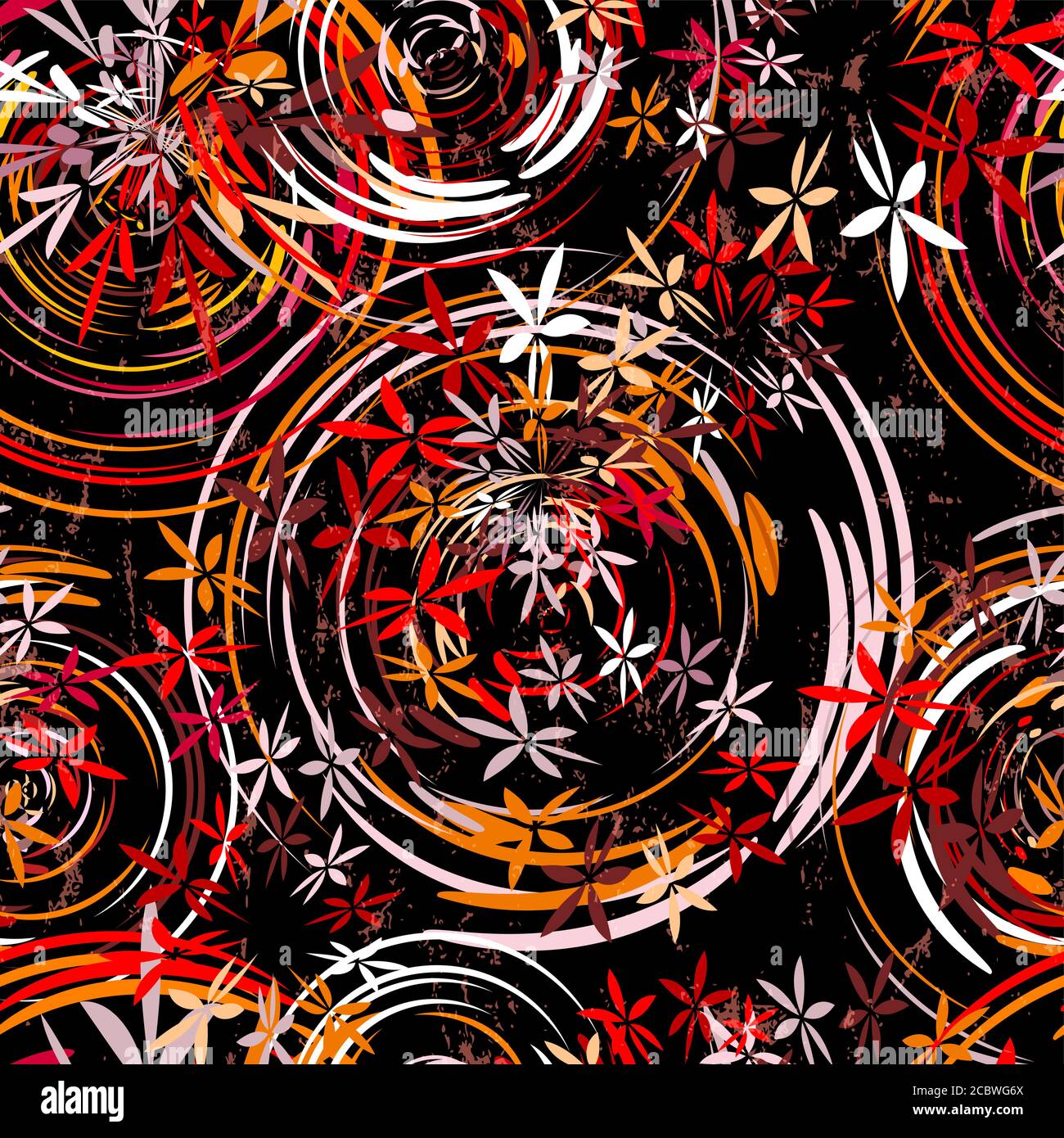 motivo di sfondo senza cuciture, con cerchi/ovali, tratti di vernice e schizzi, grugnoso Illustrazione Vettoriale