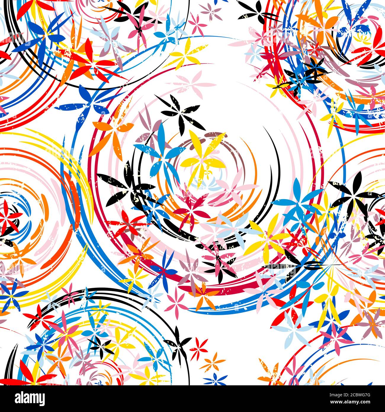 motivo di sfondo senza cuciture, con cerchi/ovali, tratti di vernice e schizzi, grugnoso Illustrazione Vettoriale