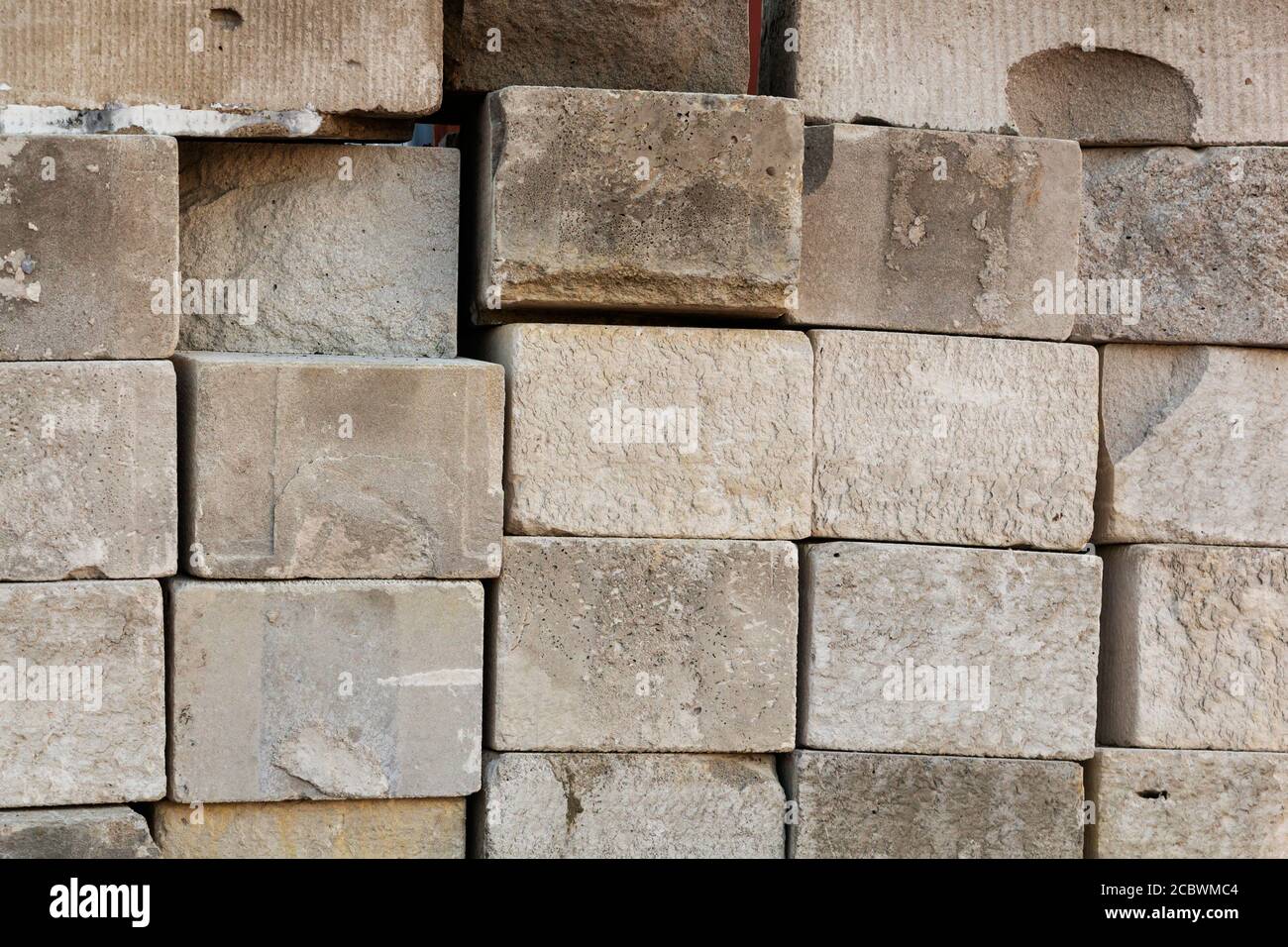 Sfondo e struttura della parete del blocco di calcestruzzo. Il concetto di costruzione sicura. Foto Stock