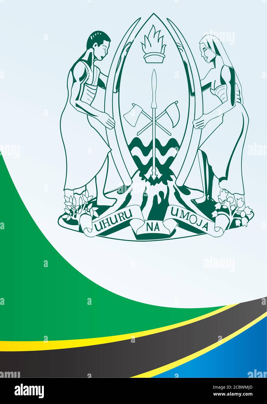 Bandiera della Tanzania, modello per il premio, un documento ufficiale con la bandiera della Repubblica unita di Tanzania Illustrazione Vettoriale