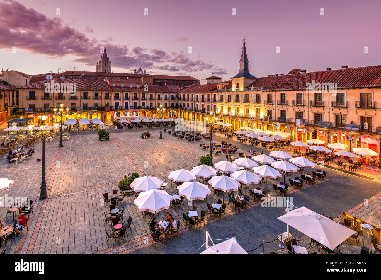 Plaza Mayor, Leon, Castiglia e Leon, Spagna Foto Stock