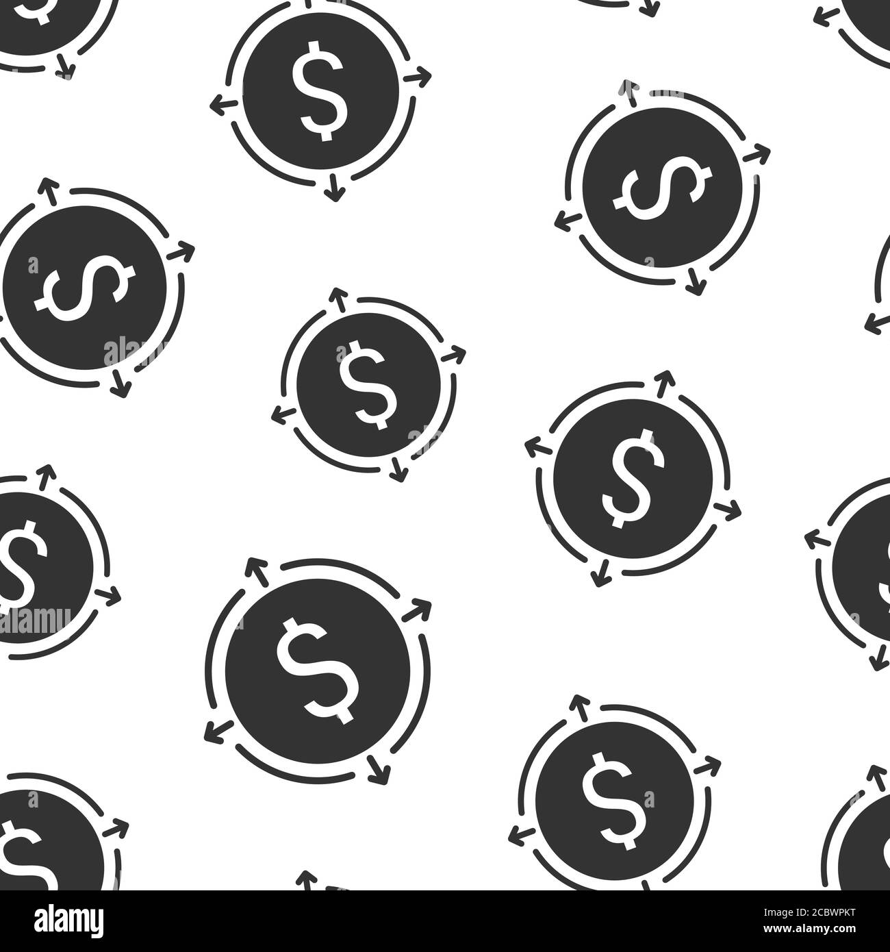 Icona del fatturato in stile piatto. Immagine vettoriale di moneta del dollaro su sfondo bianco isolato. Struttura finanziaria concetto di business modello senza soluzione di continuità. Illustrazione Vettoriale